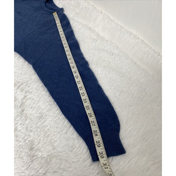 Men's Sweater 100% Pure Cashmere Size L Blue Crew Neck Luxury Long Sleeves - Picture 10 of 11